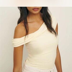 Reformation Cream Off-Shoulder Top